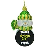 Pack of 4 NHL Dallas Stars LED Lighted Puck Snowmen Christmas Ornaments