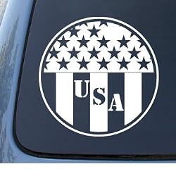 USA CIRCLE - Patriotic - Vinyl Car Decal Sticker #1323 | Vinyl Color: White