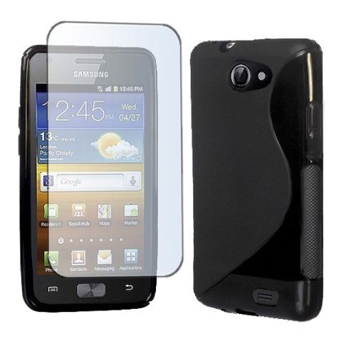 MaryCom PREMIUM QUALITÄT TPU Silikon Handytasche schwarz für das Samsung Galaxy R i9103 Smartphone + gratis Displayschutzfolie / SCS i9103