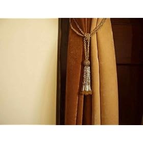 Pair Golden Beaded decorative Tassel Tieback holdback