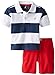 Nautica Boys' 2 Piece Pique Stripe Polo with Twill Short