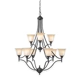 Royce RC70ES/9-23 Prescott Nine-Light Chandelier Oil Rubbed Bronze with White Alabaster Globes
