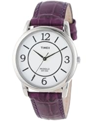 Timex Womens T2N690TG "Elevated Classics Dress" Stainless Steel and Purple Leather Band Watch