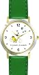 Humpty Dumpty (Chick & Egg) No.1 - from Mother Goose by Artist: Sylvia Long - WATCHBUDDY&reg; DELUXE TWO-TONE THEME WATCH - Arabic Numbers - Green Leather Strap-Size-Large ( Men's Size or Jumbo Women's Size )