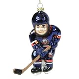 Pack of 3 NHL New York Islanders Glass Hockey Player Christmas Ornaments 4"