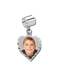 Sterling Silver Petite Heart Pandora Style Picture Charm 3/4 inch x 3/4 inch - Sterling Silver