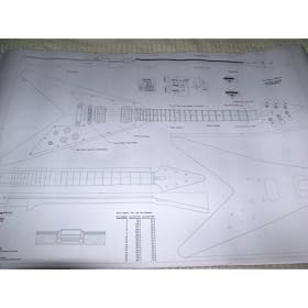 Gibson Flying-V Guitar Plans - 24" By 36" Paper - 2/3 Scale Suitable for Framing