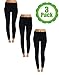 American Casual Fleece Lined Leggings Women, Black 3-Pack Warm High Waisted Tummy Control Pants
