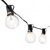 G40 String Lights with 25 Clear Globe Bulbs by Deneve - Globe Lights String, Outdoor String Lights, Outdoor Lights, Globe Lights, Bulb String Lights, Globe String Lights Outdoor, 100% Guarantee on Light String! (Black)