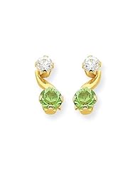 MadiK® 14K Yellow Gold Synthetic Peridot August Birthstone Post Earrings