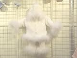 Cpk35wht, White Chenille Boys or Girls Cardigan Sweater,pant,hat Set Trimmed with White Maribou