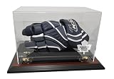 Toronto Maple Leafs Hockey Glove Display Case with Mahogany Finish Base