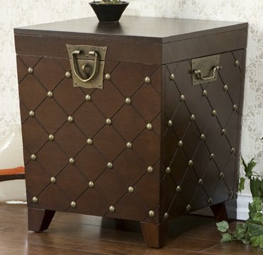 SEI, Espresso Nailhead End Table Trunk