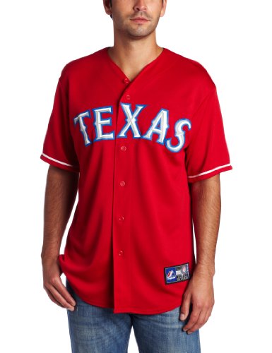 MLB Men's Texas Rangers Josh Hamilton Scarlet Alternate Short Sleeve 6 Button Synthetic Replica Baseball Jersey Spring 2012  (Scarlet, X-Large)