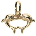 14k Yellow Gold Double Dolphin Pendant