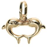 14k Yellow Gold Double Dolphin Charm