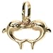 14k Yellow Gold Double Dolphin Pendant