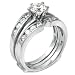 Cubic Zirconia Silver Wedding Ring Set - size 5