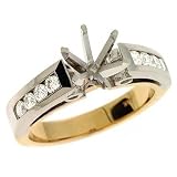 14k Two-Tone Round Diamond Semi-Mount Engagement Ring - Size 7.0