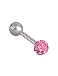Art and Craft Supply: CA 18G(1.1mm) Stainless Steel Pin CZ Crystals Ball Barbell Earring Ear Cartilage Stud (4 MM, Pink) - CA