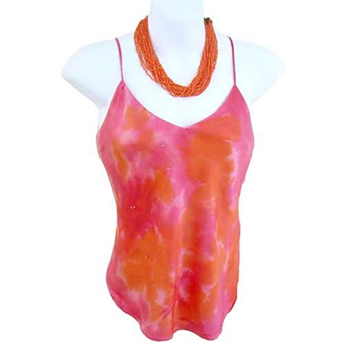 ArtisanStreet's Silk Charmeuse Orange, Coral & Hot Pink - Hand Painted. One Of A Kind.
