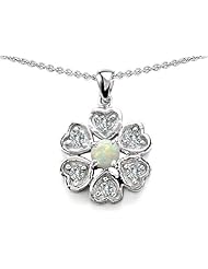 Original Star K (tm) Flower Pendant With Round 4mm Created Opal in 925 Sterling Silver