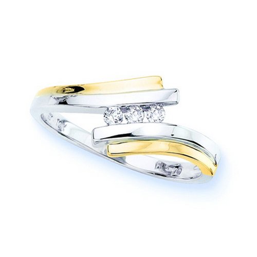 3 Diamond Anniversary Ring 1/10 ct. in 14K Two Tone Gold
