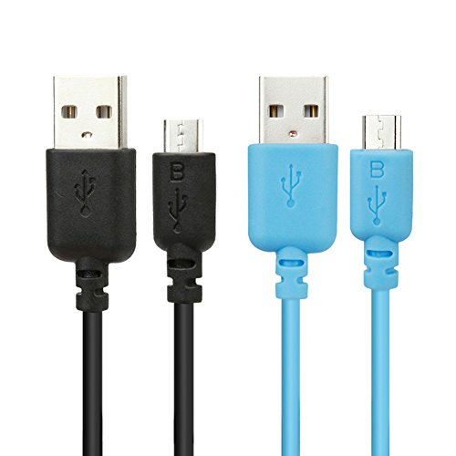Micro-USB Cable, EZOPower 2-Pack 6 Feet Hi-Speed Micro USB 2-in-1 Sync and Charging Data Cable for Samsung, BlackBerry, HTC, LG, Motorola, Nokia and more Cell phone Smartphone Tablet eBook - Black &amp; Blue