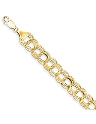 14k Lite 9.5 Triple Link Charm Bracelet, Best Quality Free Gift Box Satisfaction Guaranteed