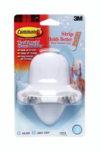 3M Command 17601B Toothbrush/Razor Holder with Water-Resistant Strips