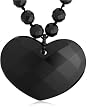 Lola Rose Small Facted Heart Necklace In Black Agate
