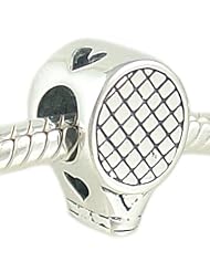 Sterling Silver Biagi Tennis Racquet Bead fits European Charm Bracelet