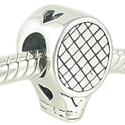 Sterling Silver Biagi Tennis Racquet Bead fits European Charm Bracelet