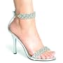 457-CLAUDIA, 4.5" Heel Rhinestone Sandal., 9, Silver