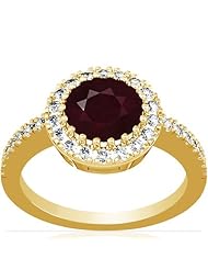 14K Yellow Gold Round Cut Ruby Ring With Sidestones