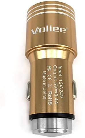 Car Charger Voliee® 17W / 3.4A 2-Port Premium Aluminum USB Car Charger for iPhone 6s / 6 / 6 Plus, iPad Air 2 / mini 3, Galaxy S6 / S6 Edge / Edge+, Note 5 and More (Gold)