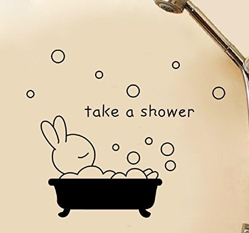 Relaxing Rabbit Take A Shower Bath Wall Decal Vinyl Bathroom Words Letters Wall Art Stickers