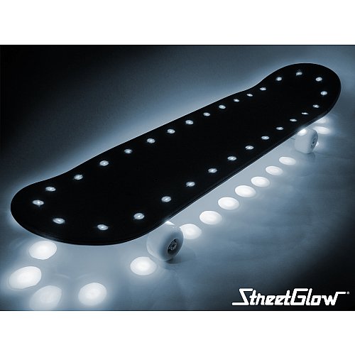 StreetGlow White LED Skateboard (tribal/wood)