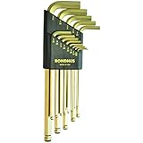 Bondhus 37937 Set of 13 Balldriver L-wrenches with GoldGuard Finish, Long Length, sizes .050-3/8-Inch