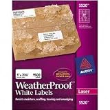 Avery 5520 Weatherproof laser shipping labels, 1 x 2-5/8, 1500/pack