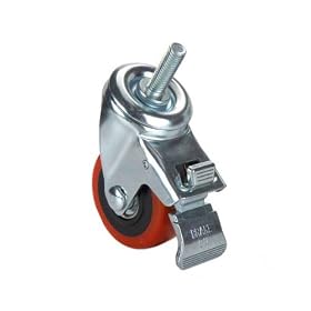 3" Caster, Double Locking, Swiveling with 1/2" Threaded Spindle