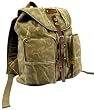 9168 Stone Washed OD Green Heavyweight Backpack With Leather Accents