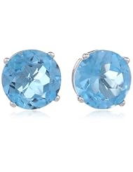 10k White Gold Round Blue Topaz Stud Earrings (7mm , 2.50 cttw)