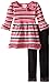 Little Lass Girls' 2 Piece Brushed Legging Set Stripe Bow