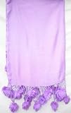Lilac Pashmina Shawl / Stole / Wrap with Pom Pom Tussles