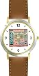 Menorah No.1 Judaica Jewish Theme - WATCHBUDDY&reg; DELUXE TWO-TONE THEME WATCH - Arabic Numbers - Brown Leather Strap-Size-Large ( Men's Size or Jumbo Women's Size )