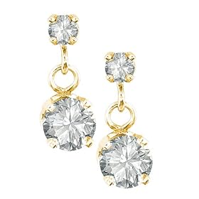 14k Yellow Gold Two Drop Diamond Earrings (.47 cttw, K Color, I3 Clarity) by Amazon.com Collection
