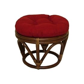 Click here to buy Rattan Papasan Footstool with Fabric Cushion by Brookstone.