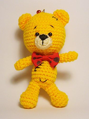 Teddy Bear Stuffed Toy, Hand Made Key Chain for Handbag or Decoration (Yellow)