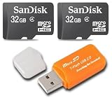 SanDisk 64 GB (32GB x2 = 64GB) SD HC micro SDHC Class 4 Flash Memory Card with Everything But Stromboli (tm) Card Reader